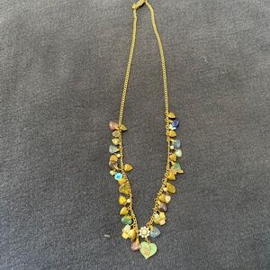 Vintage Glass Works Studio Glass & Brass Charms in Multi Colors  Necklace 24"